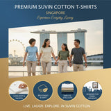 Family wearing NOO-BRAND Premium Suvin Cotton T-Shirts at Marina Bay Sands, Singapore