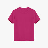 A pink short-sleeved organic cotton crew neck t-shirt for boys.
