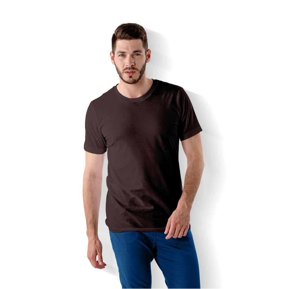 Crew Neck Chocolate brown blank T-shirt with model
