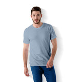 Crew Neck stone Denim plain T-shirt with model