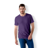 Crew Neck Purple plain T-shirt with model